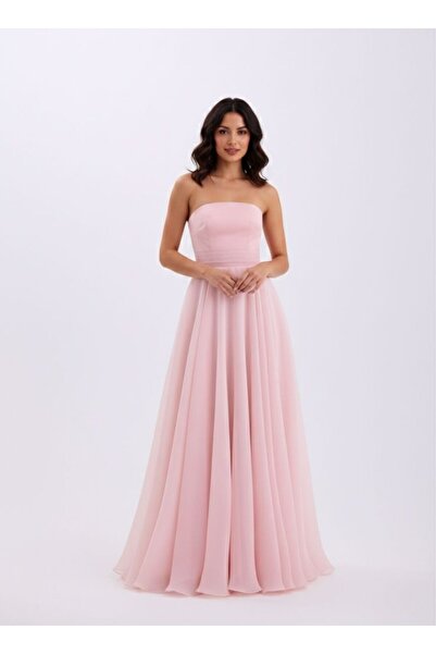 Tangül&Ali'S Moda Evi Pudra Pembesi Maxi Dalya Elbise
