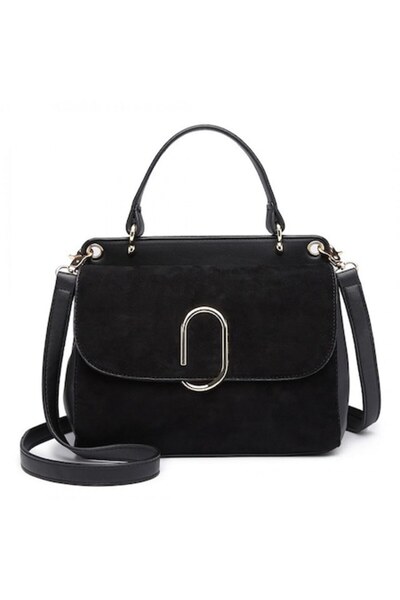 Miss Lulu Τσάντα Ώμου, Μαύρη, 100% Δερμάτινη, Κομψή