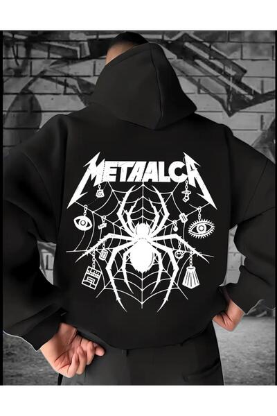 Oceanwear Spider Metalca Back Printed Zippered Hooded Fleece-Lined Sweatshirt...