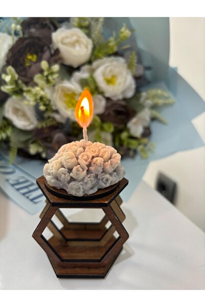 AYNA EĞİTİM MATERYALLERİ AHŞAP STANTLI EL YAPIMI DEKORATİF MUMLUK