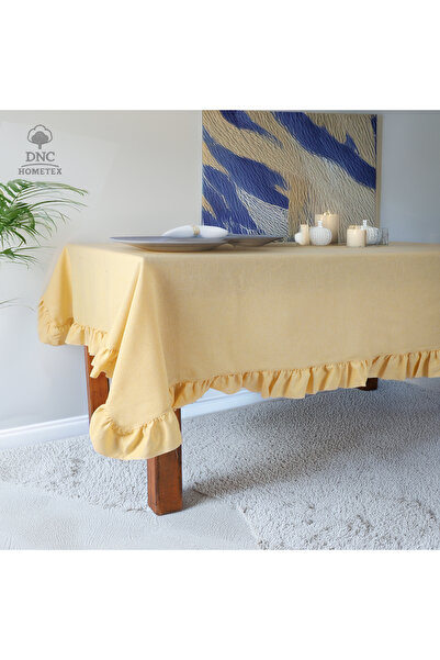 DNC HOMETEX مفرش طاولة بولتان كيتين أصفر مكشكش