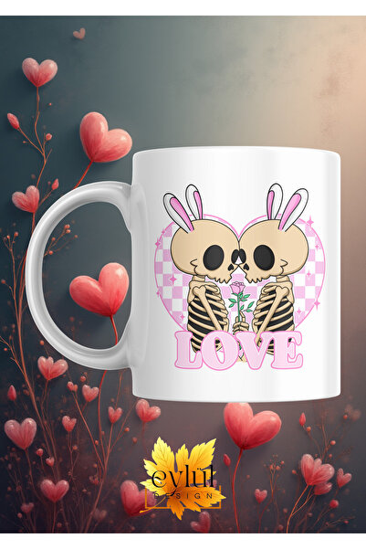 Eylül Design Love Living Skeletons Custom Design B Printed Mug Cup Gift Tea-C...
