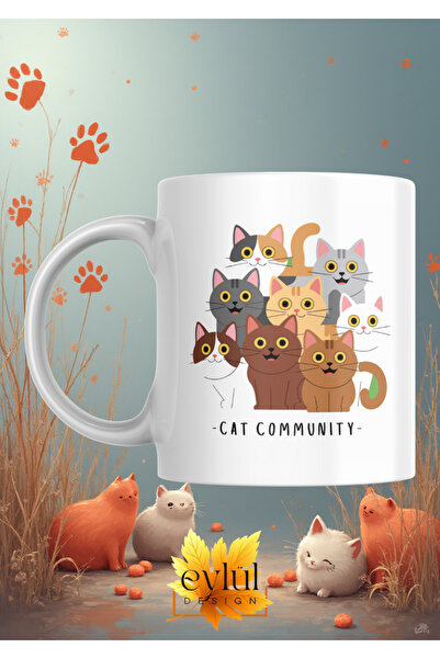 Eylül Design Cute Cats Cat Community Fun Custom Design Printed Mug Cup Gift T...