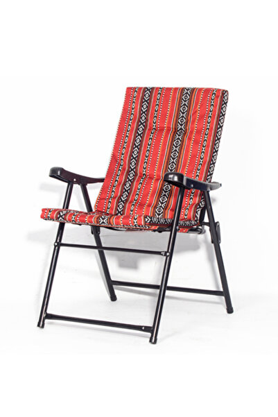 N2Y كرسي قماشي قابل للطي مع تطريز سادو أحمر - للتخييم/الحديقة