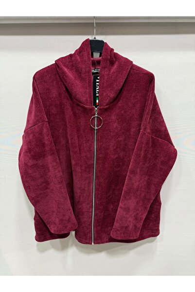 della moor Hanorac casual pentru femei, din catifea italiană, bordeaux, K cu ...