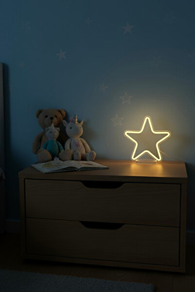 Poznan Lighting YILDIZ Neon Led Çocuk Odası Gece - Masa Lambası