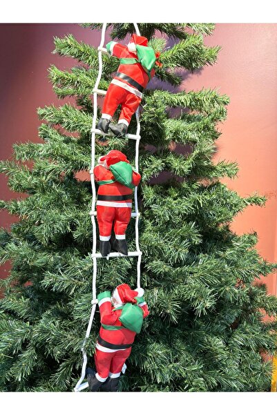 ENG PARTİ DÜNYASI Merdivenli Tırmanan Noel Baba Yılbaşı Süsü – 3'lü Dekoratif Tırmanan Santa Claus Figürü |ENG-200E|