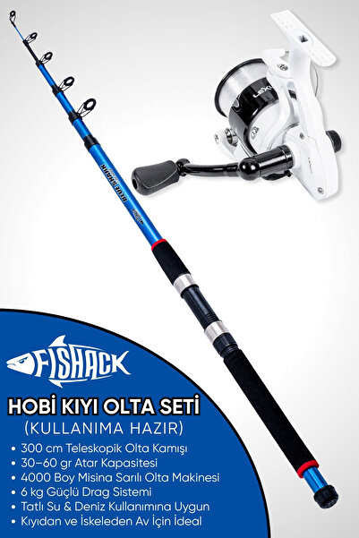 Fishack Hobi Kıyı Olta Takımı - 300cm 30-60gr Kamış + 4000'lik Olta Makinesi (LX4+BL300)