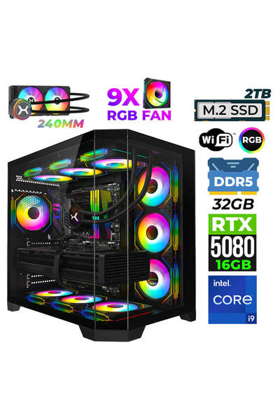 XASER Pearl X70 i9 14900KF 32GB DDR5 Ram 2TB M.2 NVMe SSD 16GB RTX5080 Oyuncu...