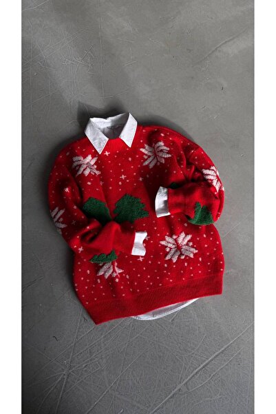 D'RECCY Pulover de Crăciun roșu supradimensionat pentru femei Pulover tematic...