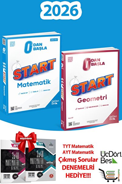 Üç Dört Beş Yayıncılık 345-Start Serisi Matematik-Geometri Yanında 2 Adet Çık...