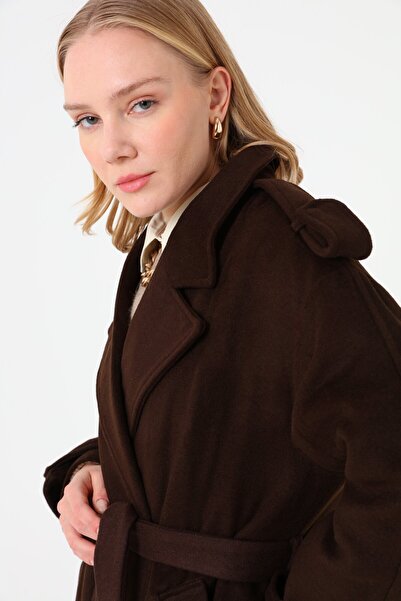 Refka Palton clasic cu detaliu apolit - maro amar -