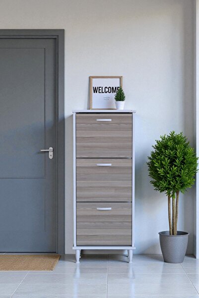 Eliusta Nefes Ayaklı 52 cm Ayakkabılık Kapı Önü/Antre 3 Düşer Kapaklı Cordoba...