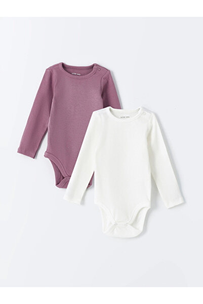 LC Waikiki Lcw Baby Pink Crew Neck Long Sleeve Basic Baby Girl Snap Bodysuit ...