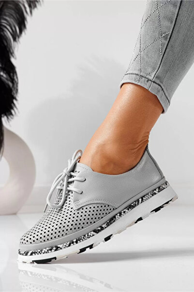 Zaira Women's casual shoes in gray genuine leather Ada #21572 - 40