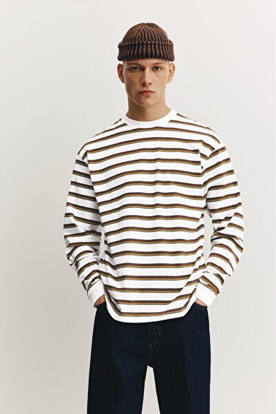 Pull & Bear Çizgili uzun kollu t-shirt