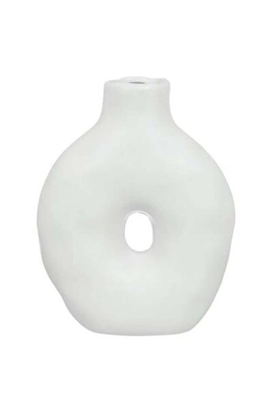 AB HOMES Vază decorativă din ceramică albă, design modern, 15x7x20 cm