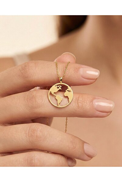 İNDİGO TAKI Sade Dünya 14 Ayar Altın Kolye