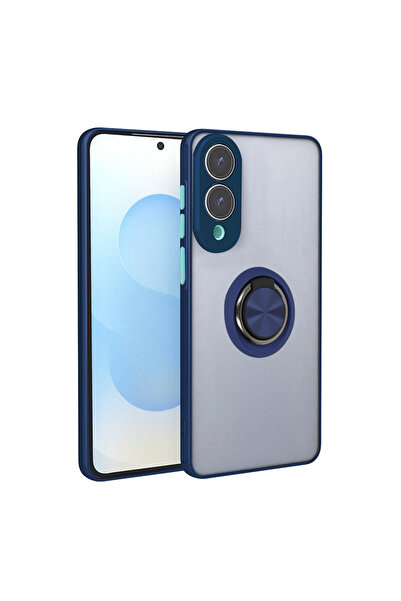 NewFace غطاء سيليكون لهاتف سامسونج جالاكسي S25 إيدج مع حلقة مونتريال - أزرق داكن