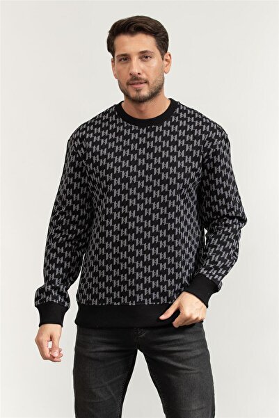 Karl Lagerfeld Monogram Erkek Bisiklet Yaka Sweatshirt