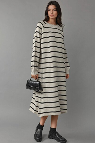 Hiccup Φόρεμα με μακρυμάνικο ριγέ πλεκτό MY FASHION