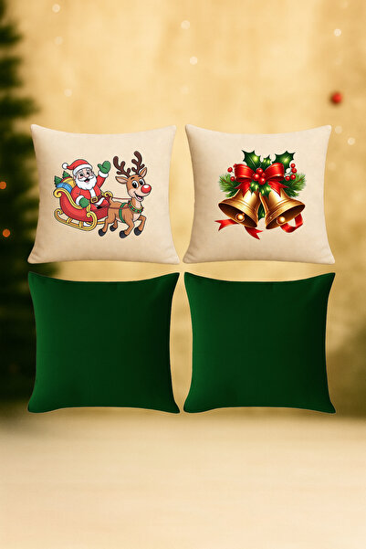 De'Vor مجموعة من 4 أغطية وسائد بتصميم السنة الجديدة