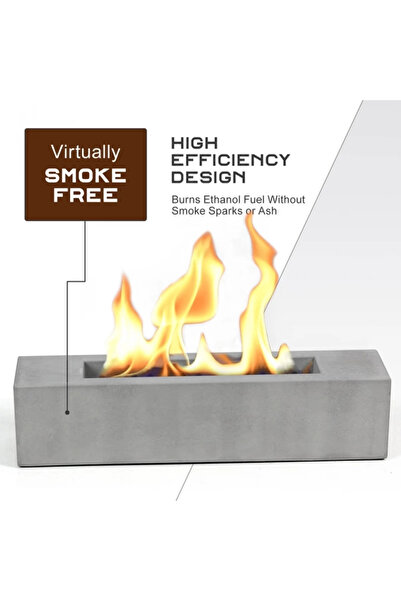 BRIAN & DANY Tabletop bioethanol fireplace, outdoor and indoor, 38 x 8.5 x 8....