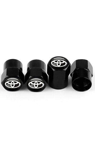 Sarphia Store Set de 4 capace pentru supape din aluminiu, Hexagon, Toyota, negru