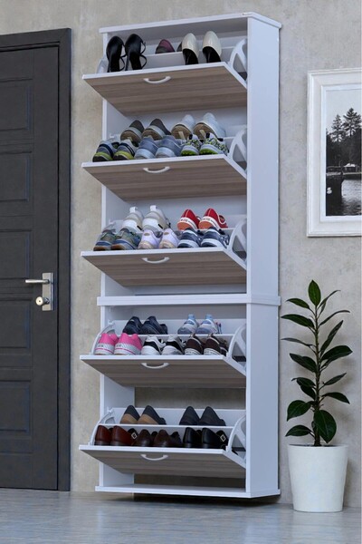 Eliusta Sho Beş Düşer Kapaklı Ayakkabılık Cordoba Renk 72 cm Asma 72x193x26 cm Ayakkabılık