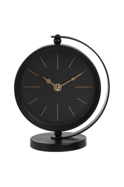 AB HOMES Διακοσμητικό ρολόι μαύρο με βάση, Ø15x20 cm