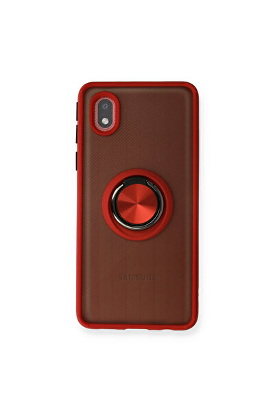 NewFace غطاء سيليكون لهاتف سامسونج جالاكسي A01 كور مع حلقة مونتريال - أحمر