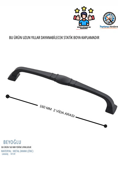 mutfak kulpu 160 mm metal siyah