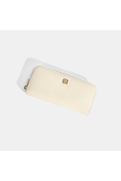 Desa Kadın Beyaz Deri Fermuarlı Cüzdan