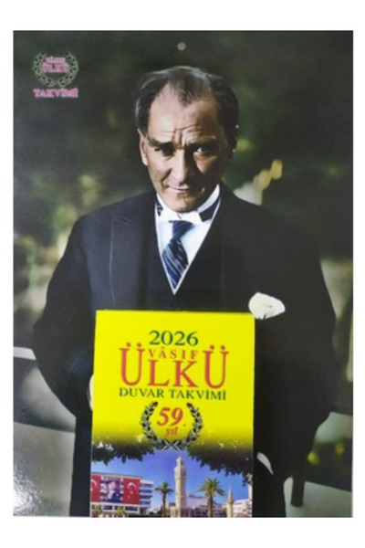 Ülkü Takvimcilik 2026 Vasıf Ülkü Duvar Takvimi ve Atatürk Resimli Arka Karton