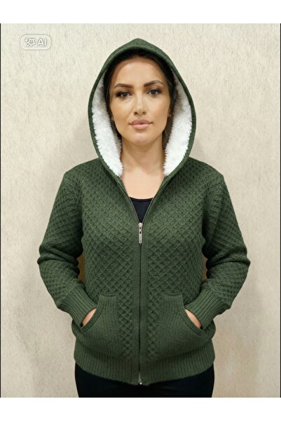 JULYA TRİKO Kadın Kalın Fermuarlı Kapüşonlu Kanguru Cepli Ceket 106