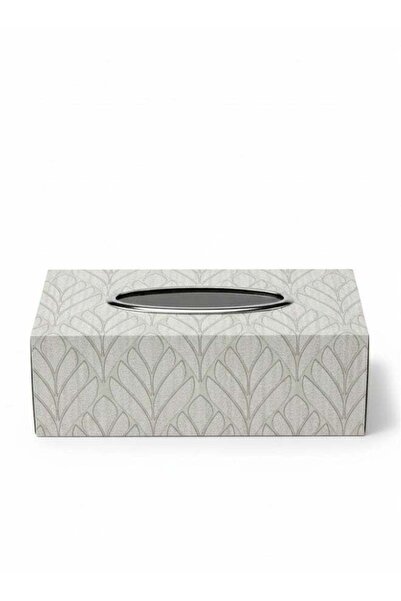 Roomlyne Romlin Rectangular Tissue Box Cover in Beige with Scalloped Leaf Design for Elegant Home Decor