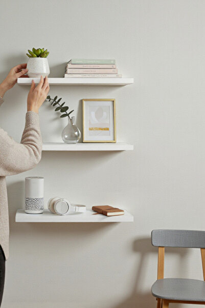 SürLaz 3'Lü Set Duvar Rafı Uçan Raf 45x11 Dekoratif Raf