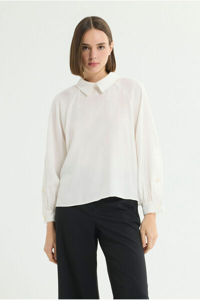 Love My Body Arkası Düğmeli Reglan Kol Gömlek