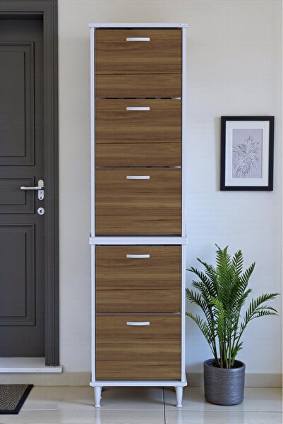 Eliusta Store Ayaklı Ceviz Ayakkabılık 52 cm Kapı Önü/Giyim Odası/Antre Uyuml...