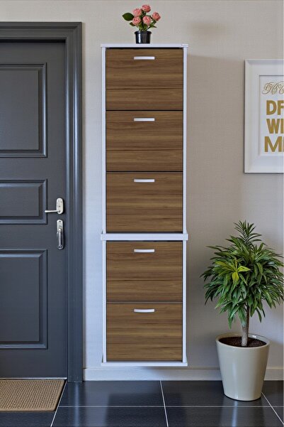Eliusta Porta 10 Bölmeli Ayakkabılık Ceviz 52 cm Genişlikte 52x193x26 cm Duva...