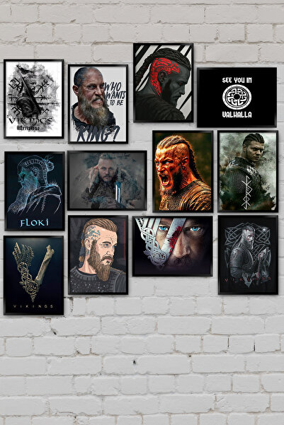 TABLOX Vikings Vikingler Ragnar Floki Ivar Valhalla Duvar Dekorasyon 12li Dek...