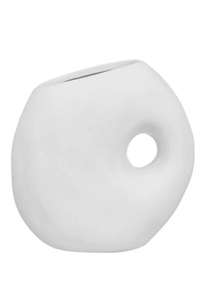 AB HOMES Vază decorativă, ceramică albă rotundă, design modern, 15x7x15 cm