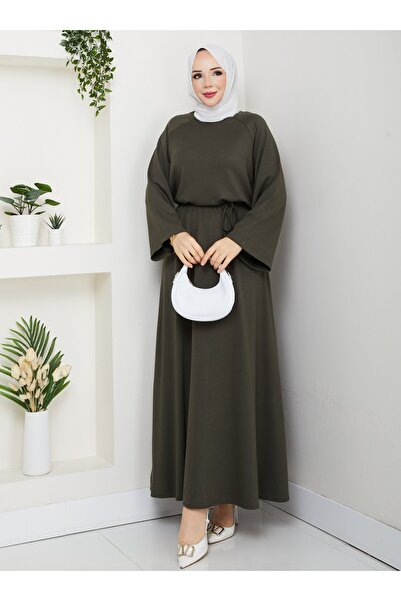 SAHRA BUTİK Tesettür Dress - Khaki -