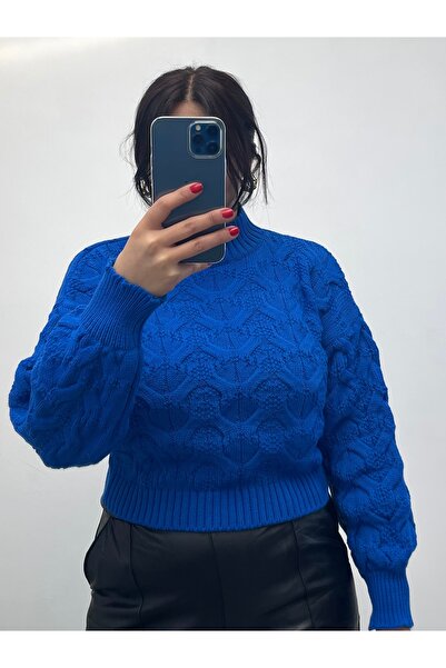 NİSUM MODA Braided Turtleneck Knitwear Sweater