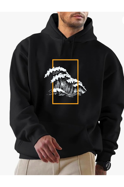 SUNFREE Special Series Printed K Hooded Cotton Black Sweatshirt