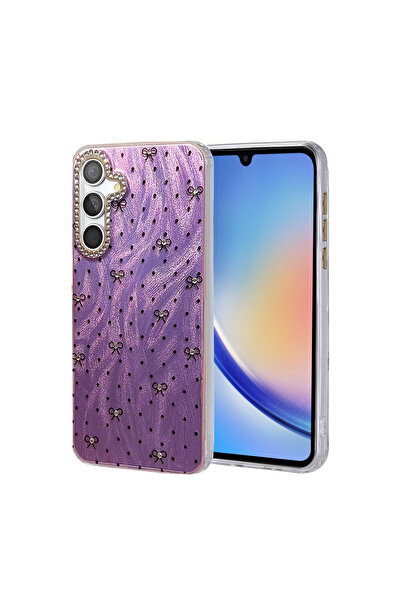 AKSEFİZZ حافظة سامسونج جالاكسي A34 5G ذات حجر لامع غطاء مختلف يجذب الانتباه