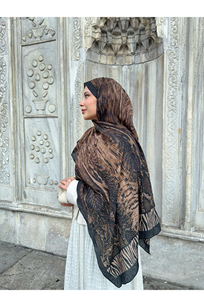Mira İpek Desenli Bambu Kraş Şal Tok Duran Kadın Şal