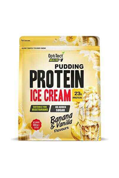 OptiTect آيس كريم بودنغ البروتين الصحي، بنكهة الفانيليا والموز، 500 غرام، محتوى بروتيني عالٍ
