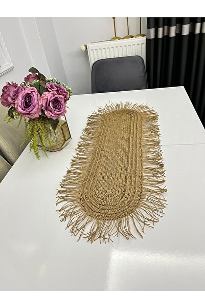 Ays handmade Amerikan Servis Hasır Runner Bohem Oval Runner Püsküllü Runner %...