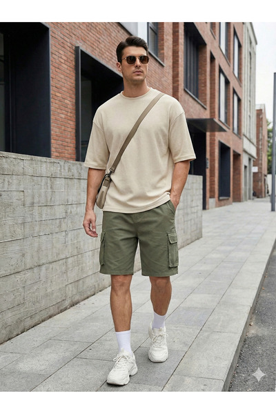 HRN Textile Unisex Cream Oversized T-Shirt Boxy Fit 100% Cotton Crew Neck T-Shirt